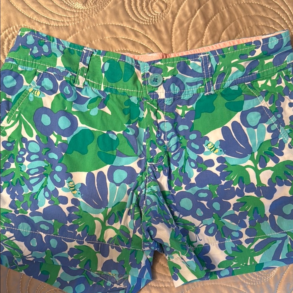 Green and Blue Floral Bermuda Shorts